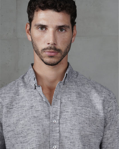 Black Cotton Casual Long Sleeve Shirt