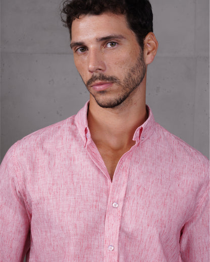 Red Casual Cotton Long Sleeve Shirt