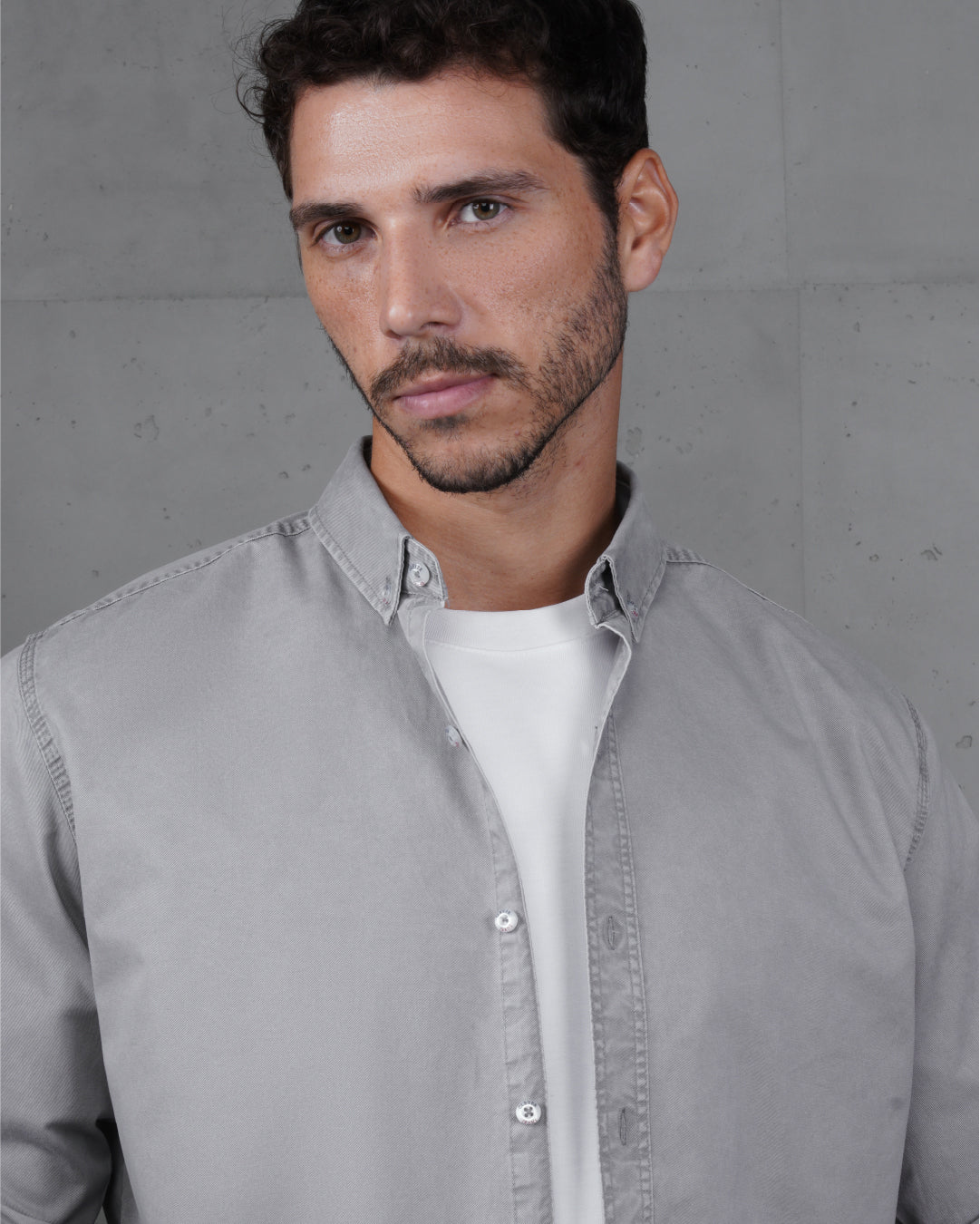 Light Grey Men’s Plain Cotton Shirt