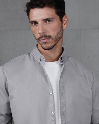 Light Grey Men’s Plain Cotton Shirt