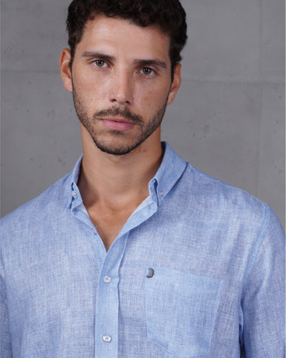 Royal Blue Linen Plain Shirt