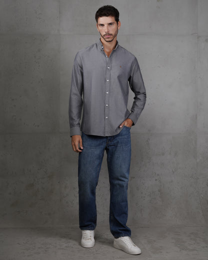 Dark Grey Long Sleeve Cotton Shirt