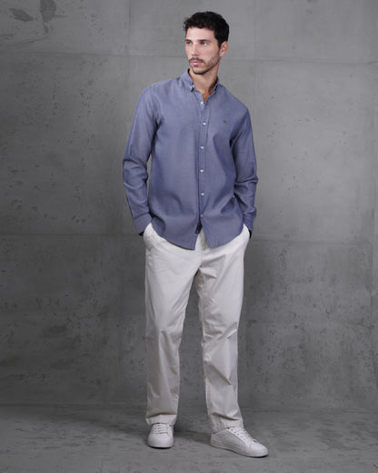 Navy Blue Long Sleeve Cotton Shirt