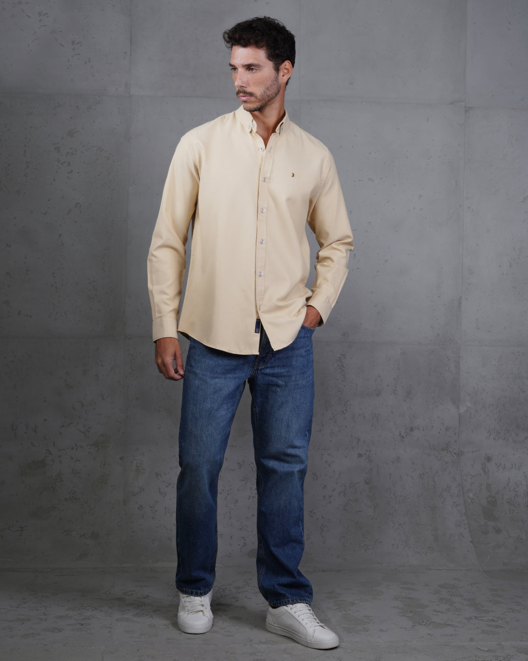 Beige Long Sleeve Cotton Shirt