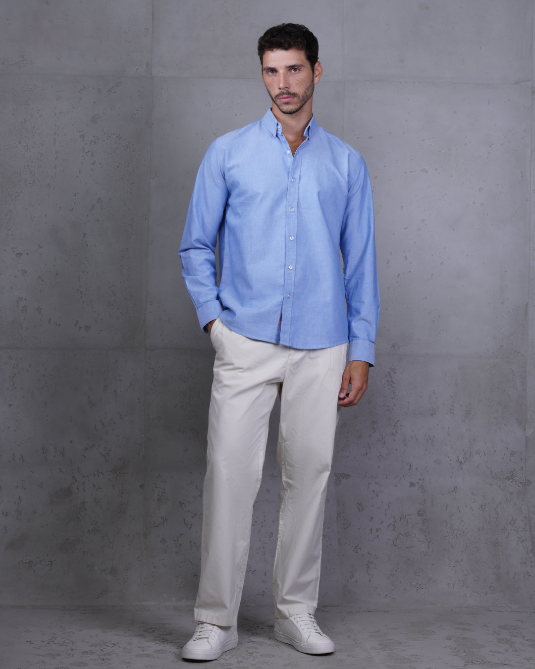 Blue Plain Cotton Shirt
