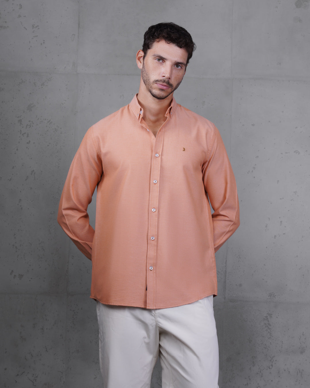 Orange Long Sleeve Cotton Shirt