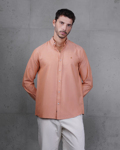 Orange Long Sleeve Cotton Shirt