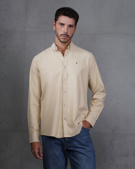 Beige Long Sleeve Cotton Shirt