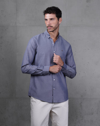 Navy Blue Long Sleeve Cotton Shirt
