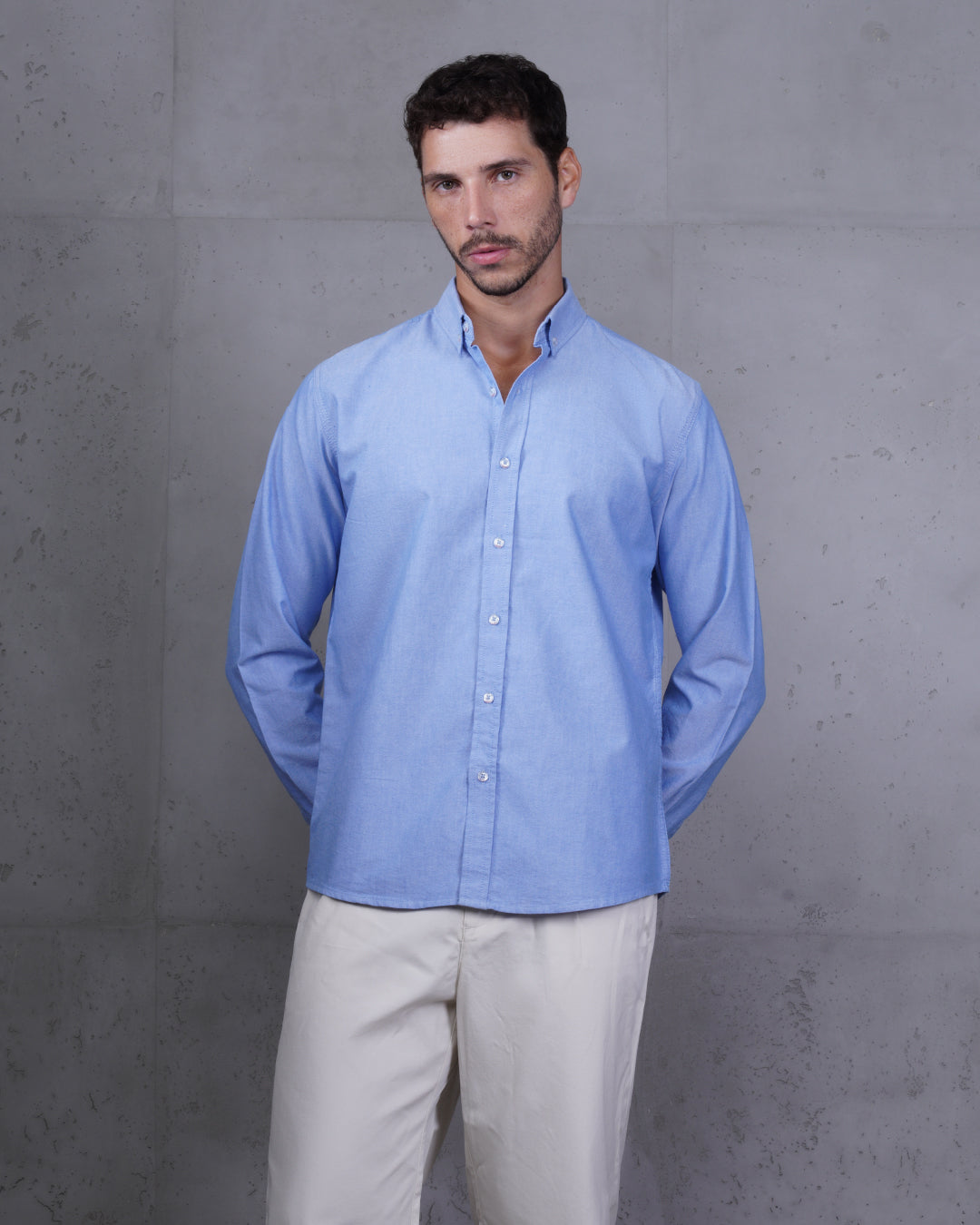 Blue Plain Cotton Shirt