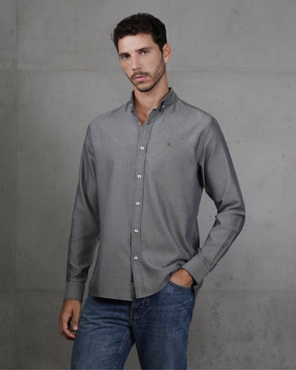 Dark Grey Long Sleeve Cotton Shirt