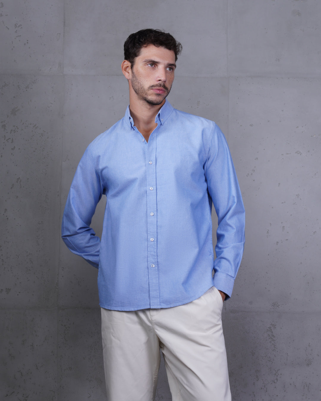 Blue Plain Cotton Shirt