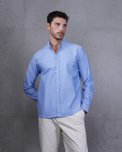 Blue Plain Cotton Shirt