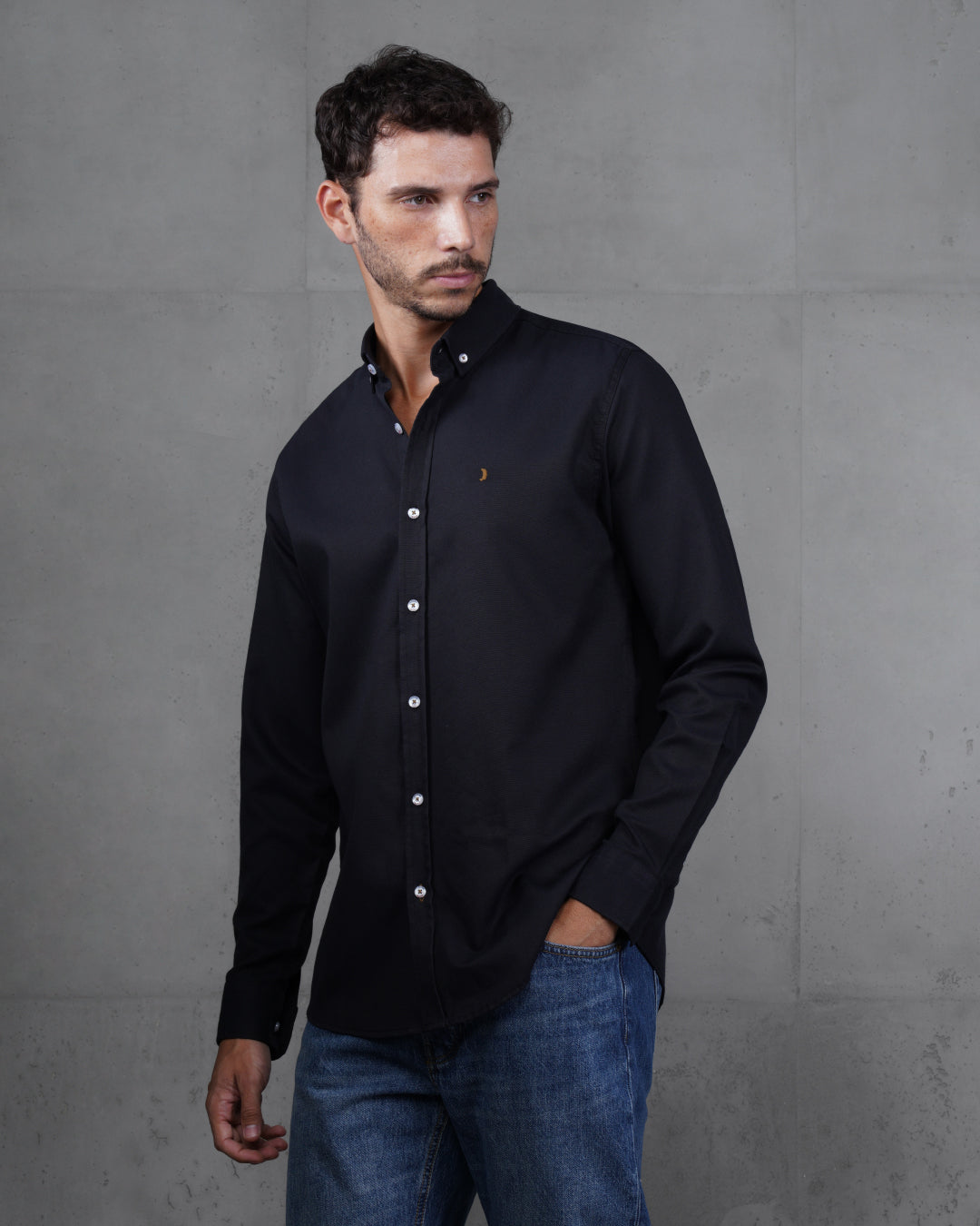 Black Long Sleeve Cotton Shirt
