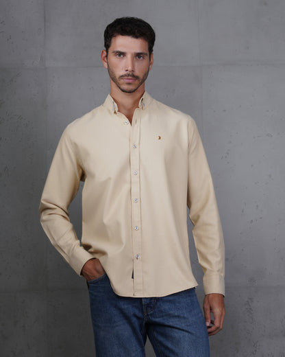 Beige Long Sleeve Cotton Shirt
