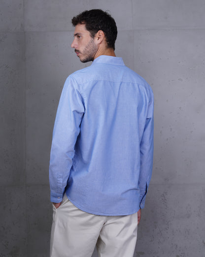 Blue Plain Cotton Shirt