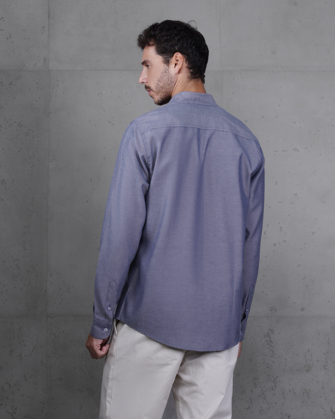 Navy Blue Long Sleeve Cotton Shirt