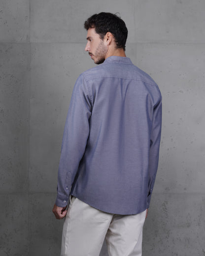 Navy Blue Long Sleeve Cotton Shirt