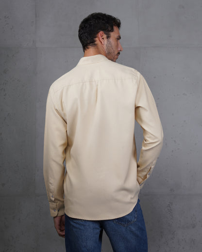 Beige Long Sleeve Cotton Shirt