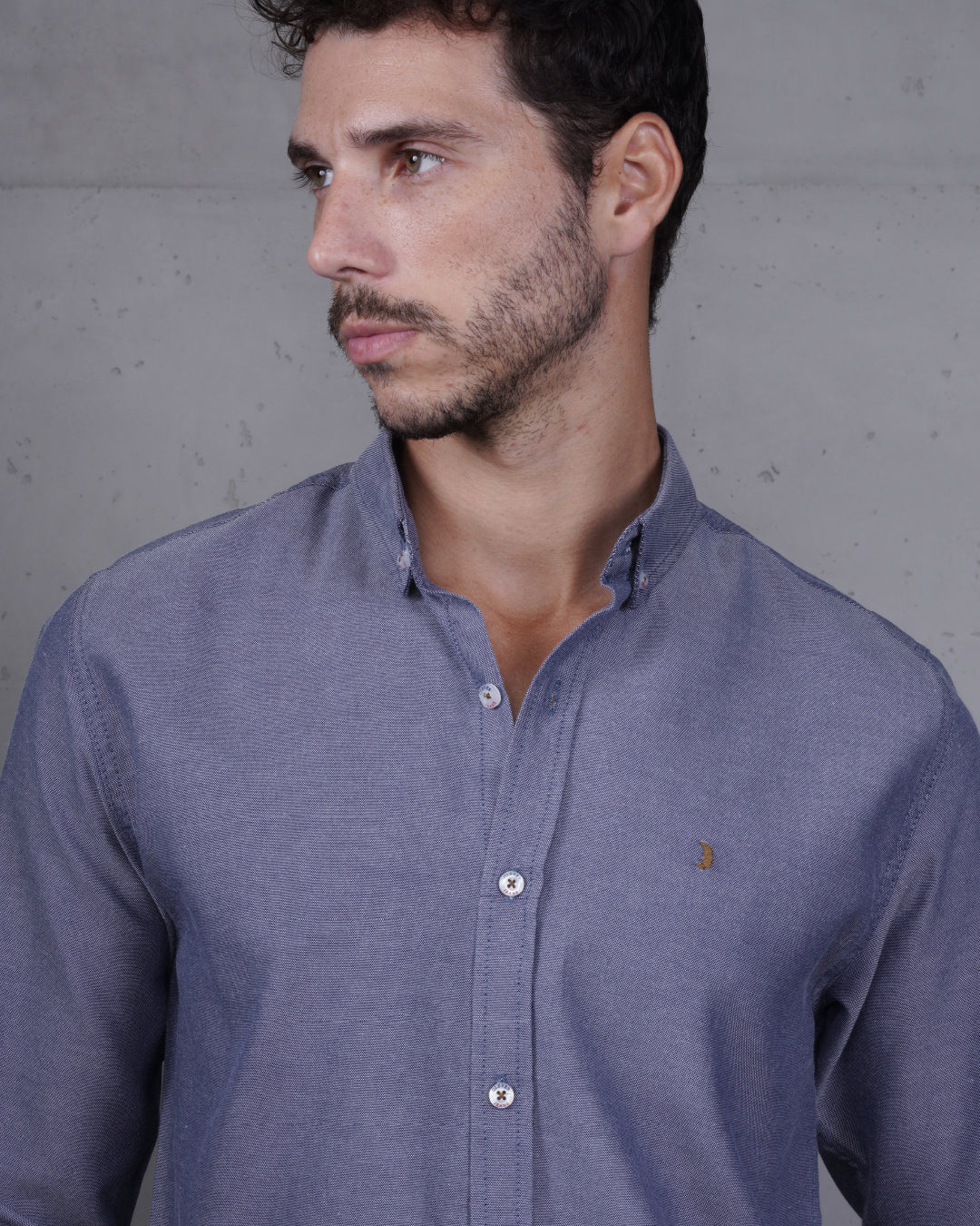 Navy Blue Long Sleeve Cotton Shirt