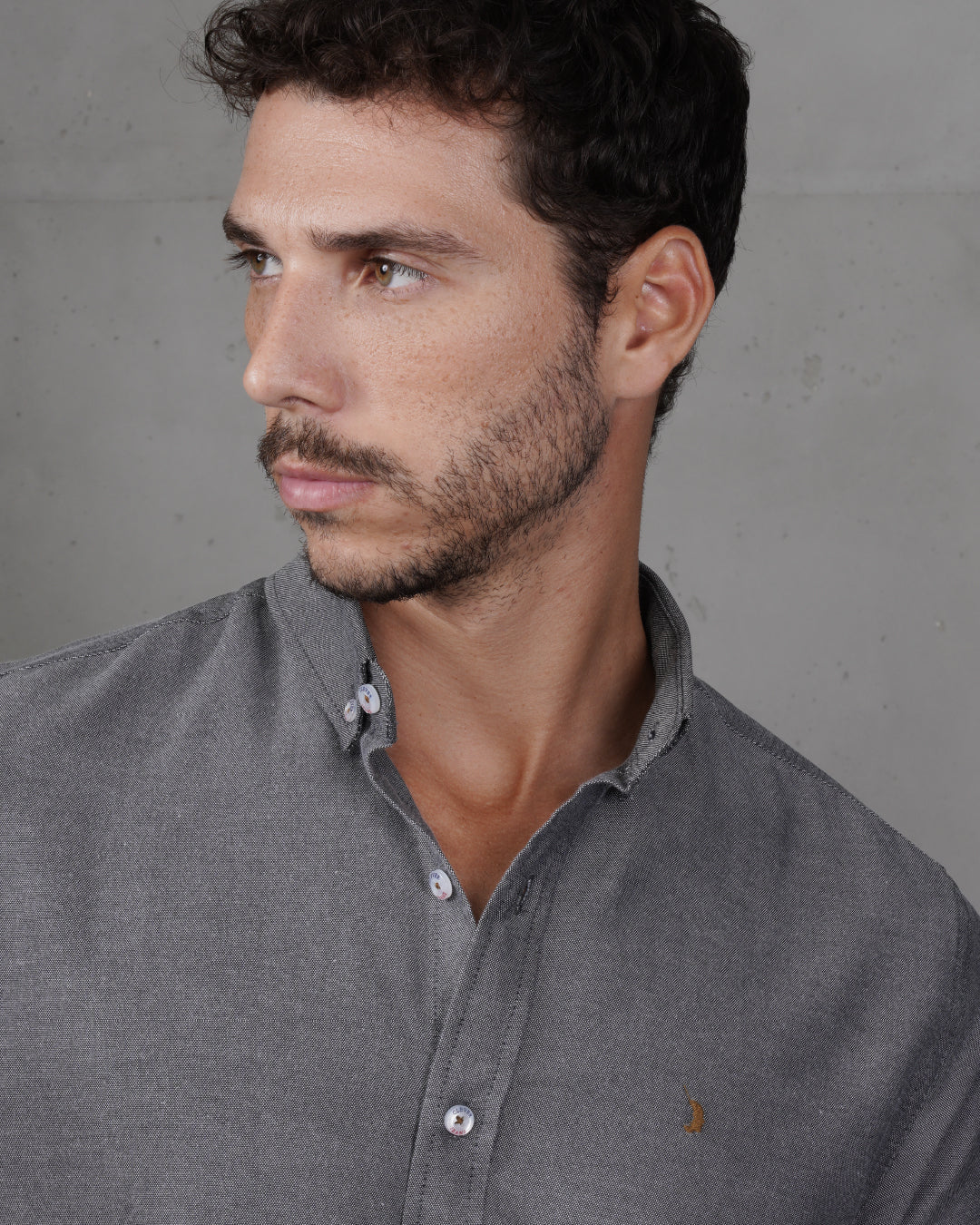 Dark Grey Long Sleeve Cotton Shirt