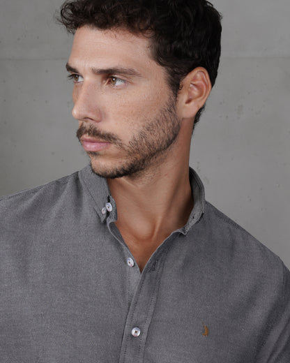 Dark Grey Long Sleeve Cotton Shirt