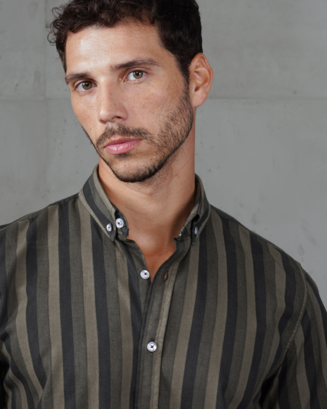 Black Casual Striped Short Sleeve Cotton  Shirt