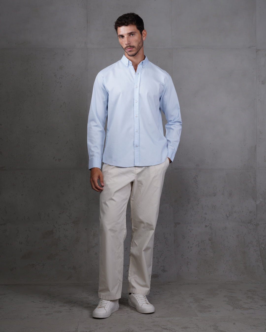 Baby Blue Cotton Subtle Vertical Striped Shirt