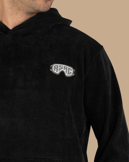 Black Plain Velvet Hoodie