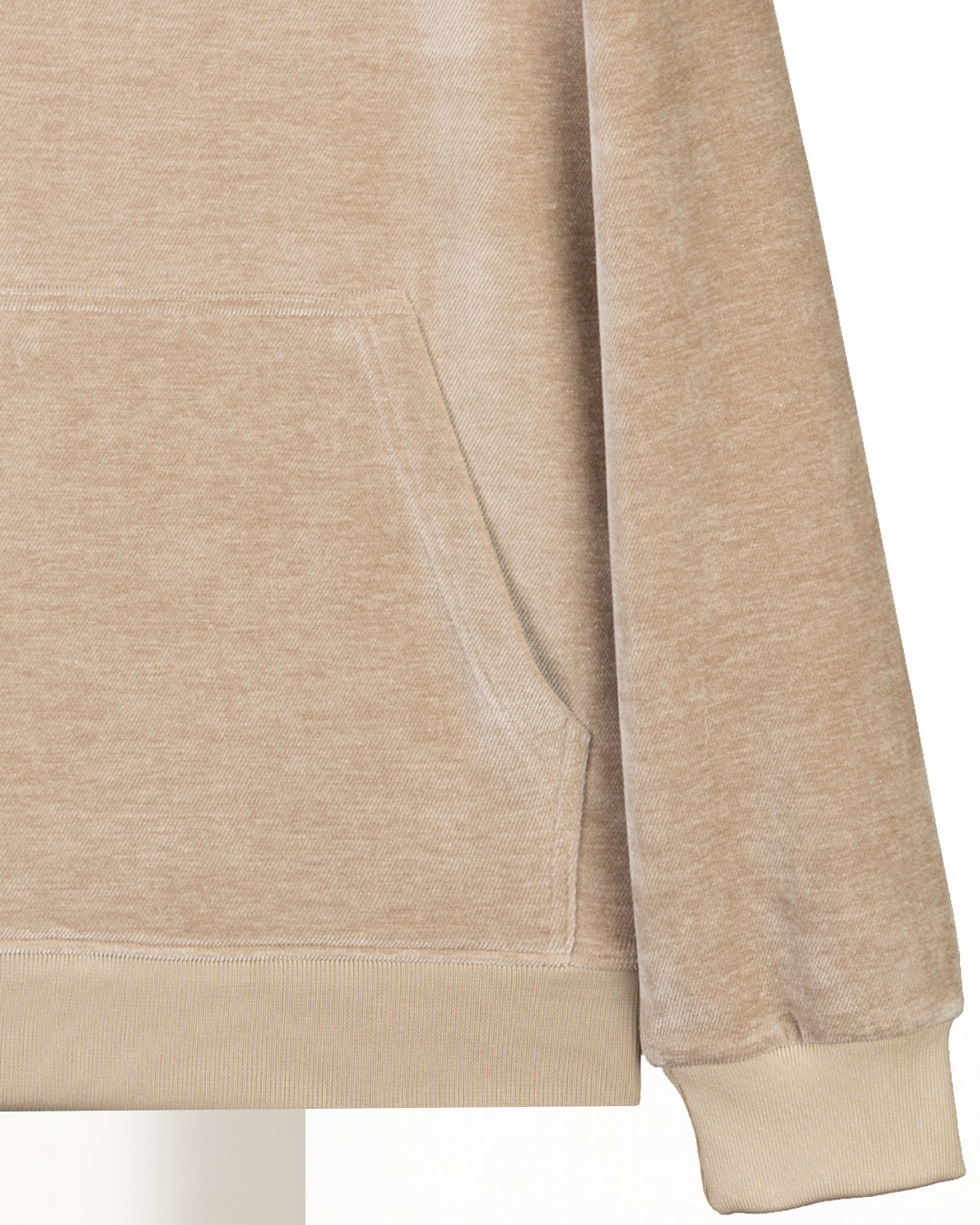 Beige Printed Velvet Hoodie