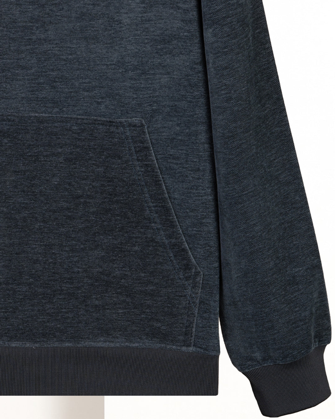 Navy Printed Velvet Hoodie