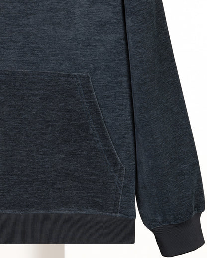 Navy Printed Velvet Hoodie