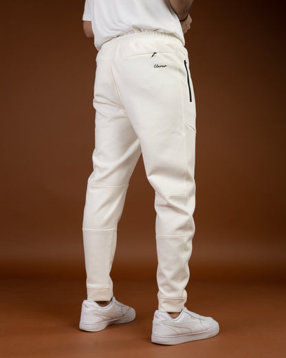 Beige Flex Zip-Pocket Cotton Joggers