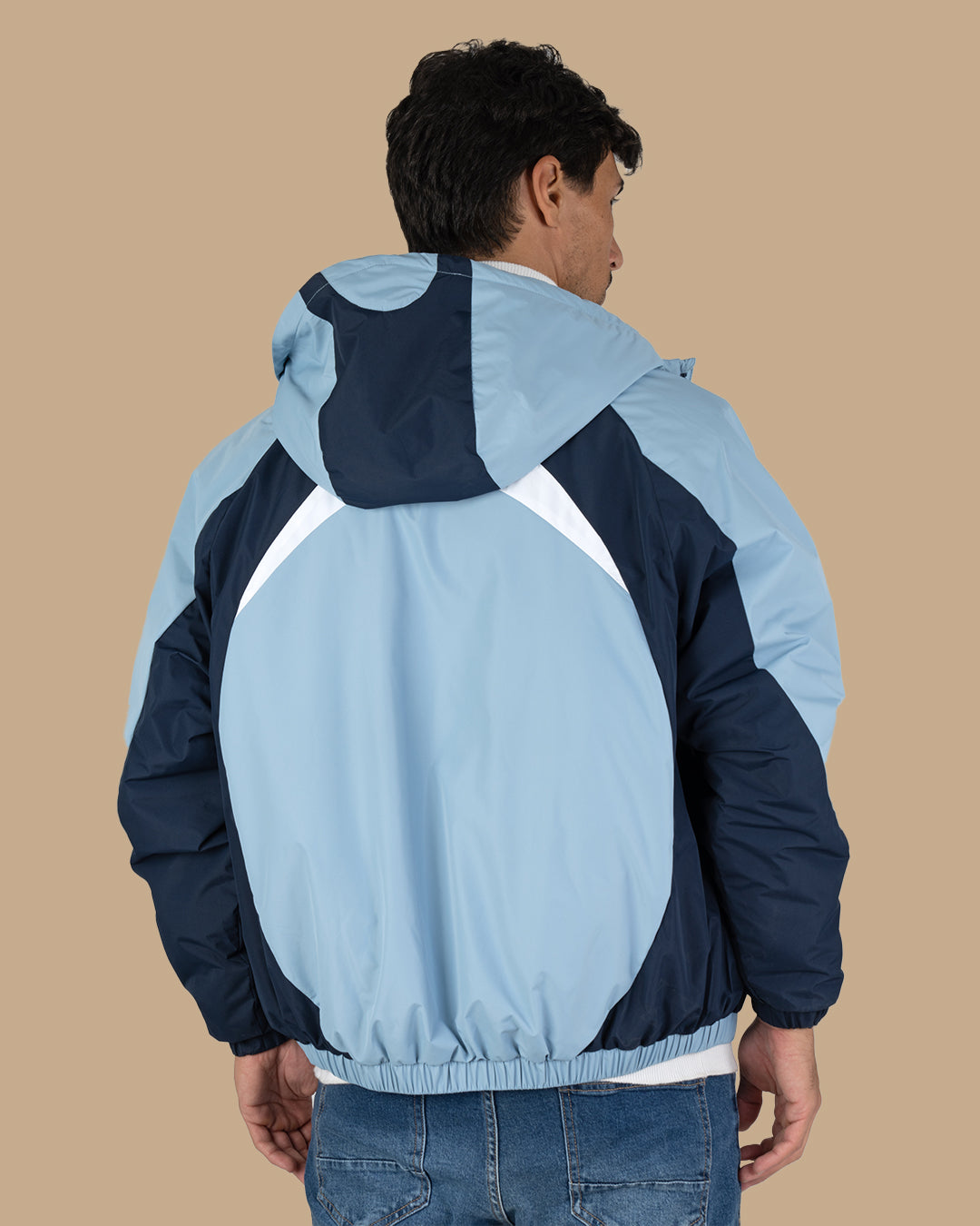 Navy Color-block Sport Waterproof Jacket