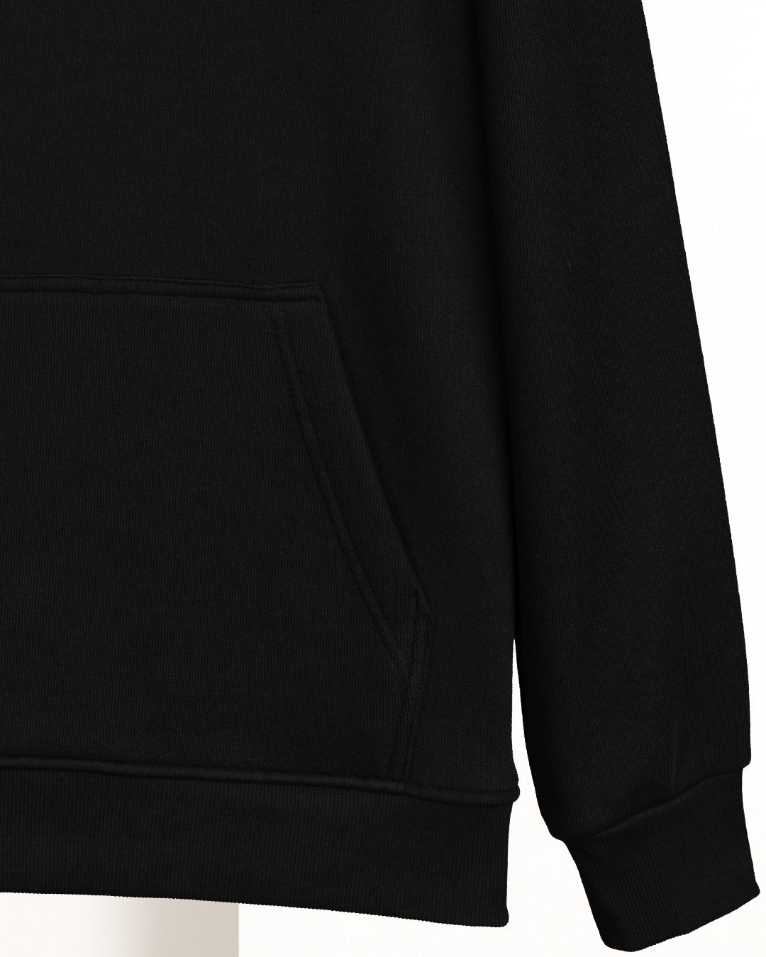 Black Printed Cotton Hoodie