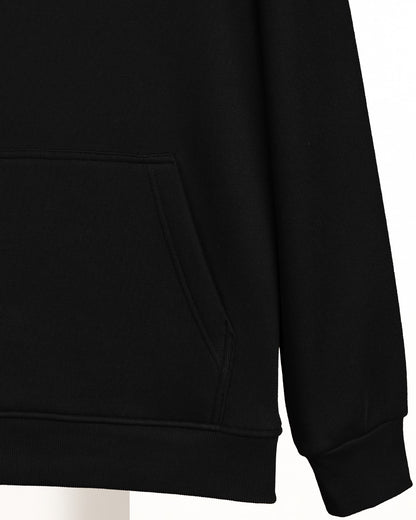 Black Printed Cotton Hoodie