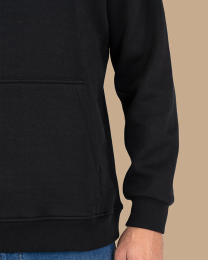 Black Knitted Cotton Hoodie