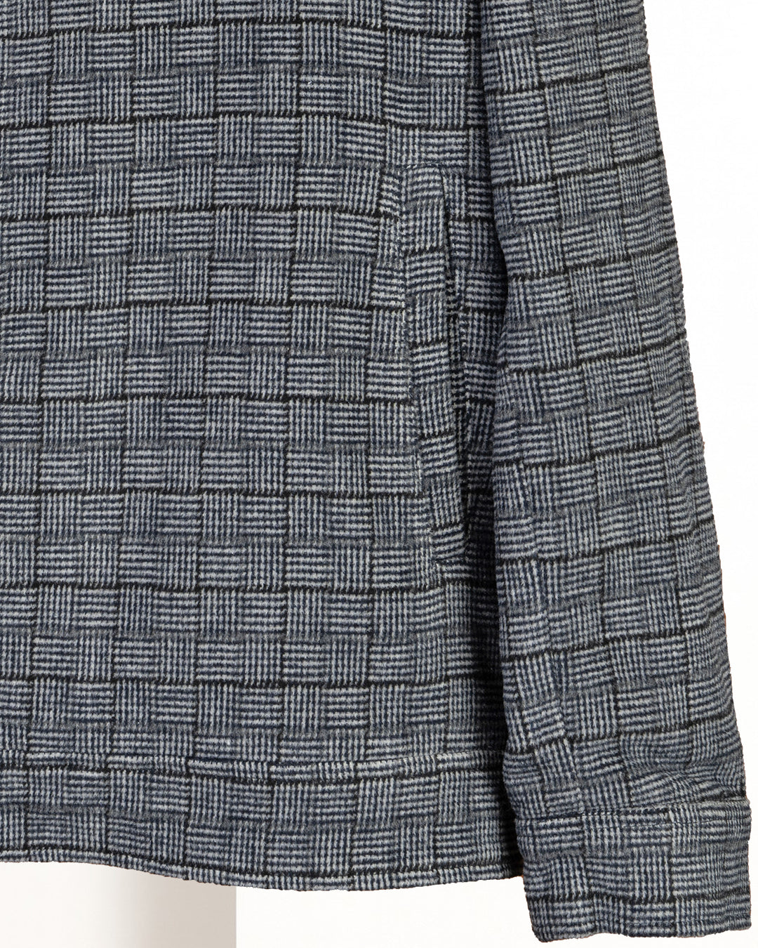 Navy-Blue Classic Checkered Blend Wool Jacket