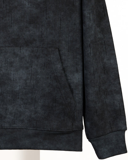 Black Acid Wash With Defined Seam Lines Cotton Hoodie