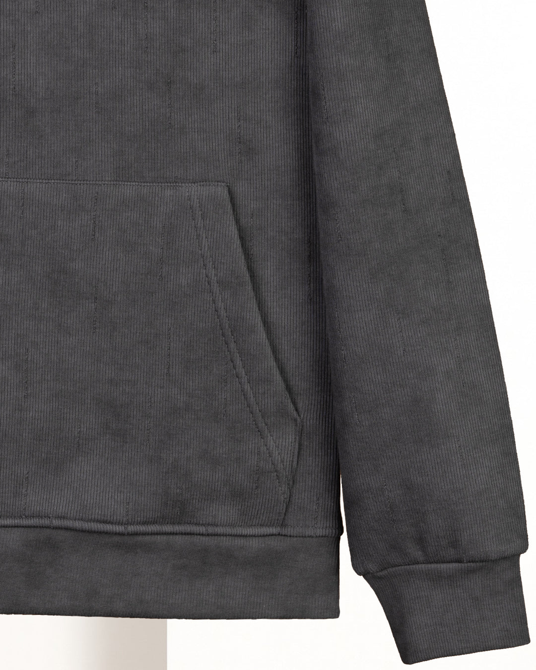 Grey Acid Wash With Defined Seam Lines Cotton Hoodie