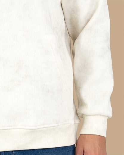 Beige Acid Wash With Defined Seam Lines Cotton Hoodie