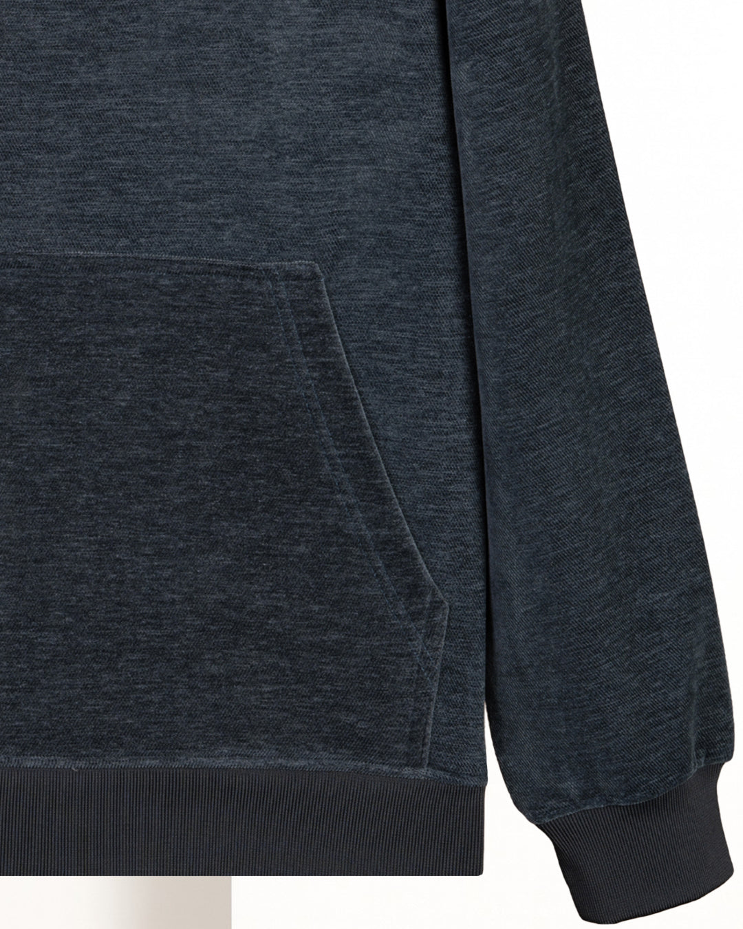 Navy Plain Velvet Hoodie
