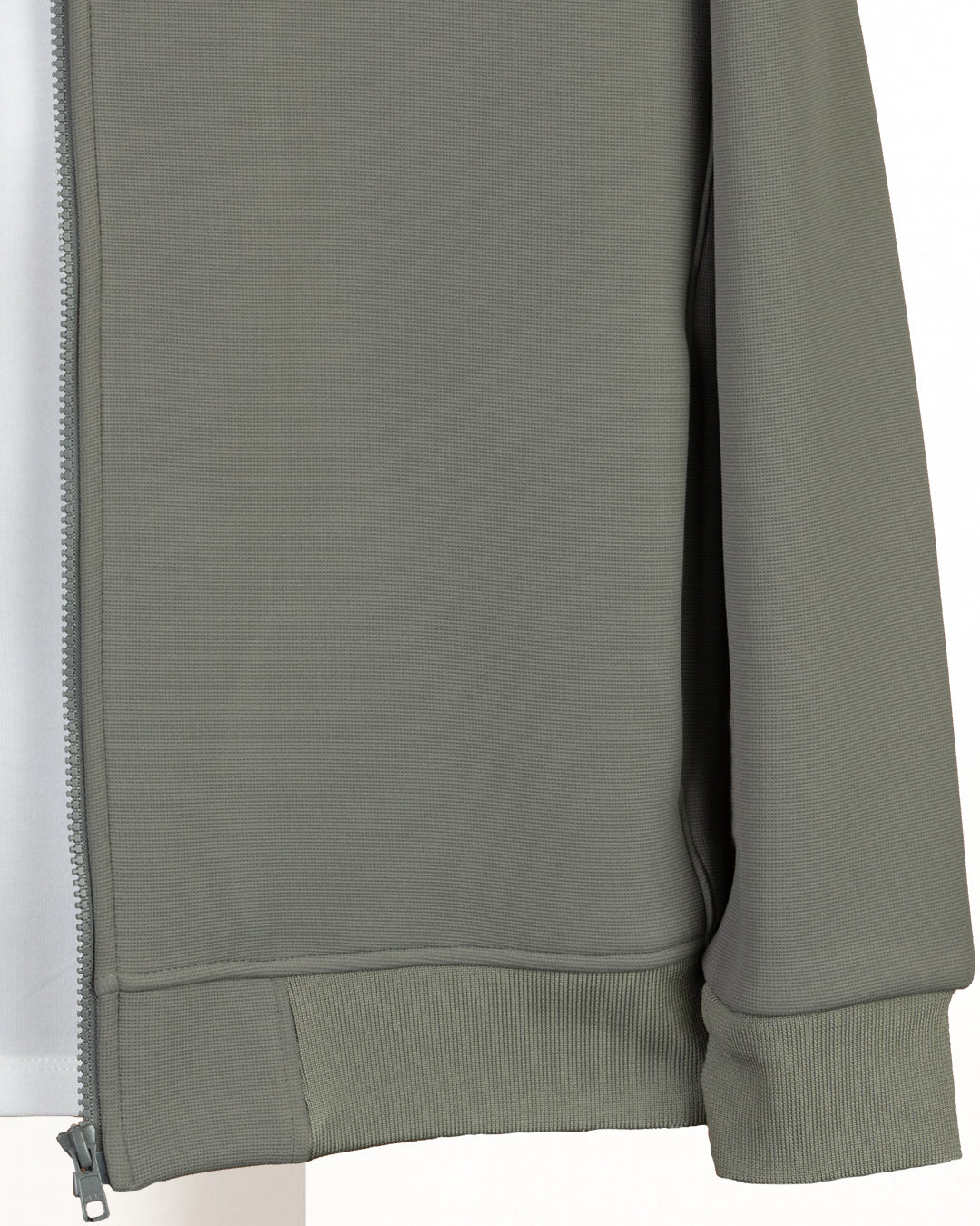 Oil Round-Neck Full-Zipper Plain Cotton Hoodie