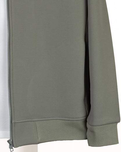 Oil Round-Neck Full-Zipper Plain Cotton Hoodie