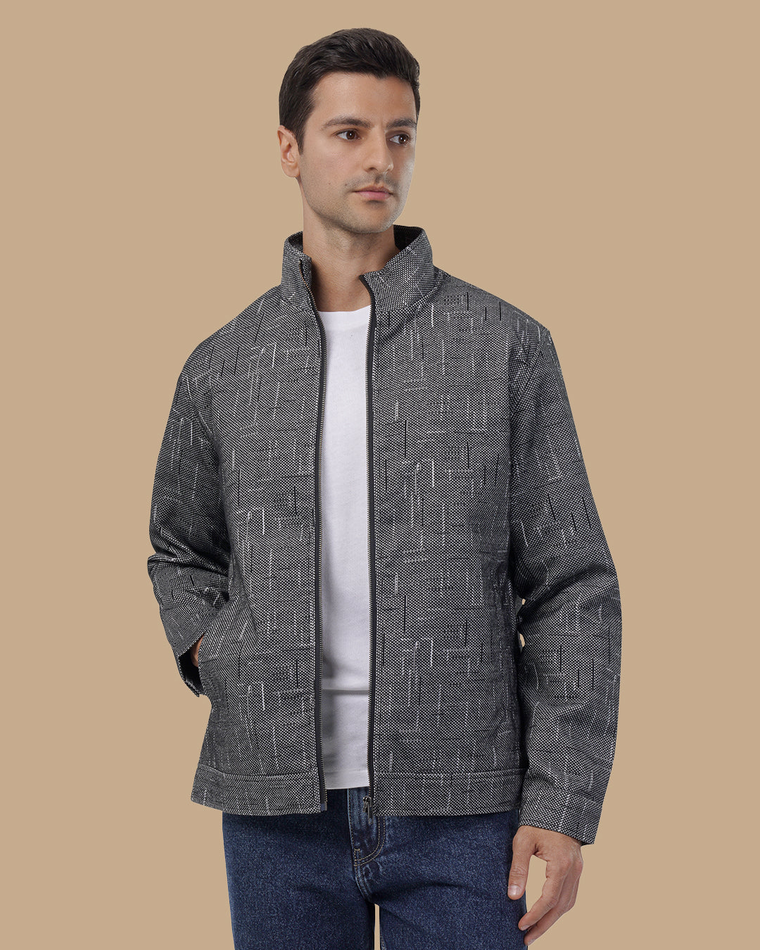 Black Textured Woven Jacket