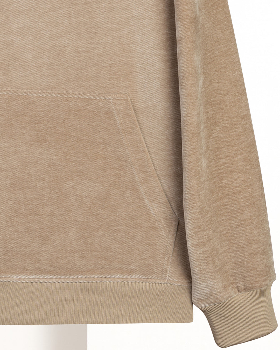 Beige Plain Velvet Hoodie