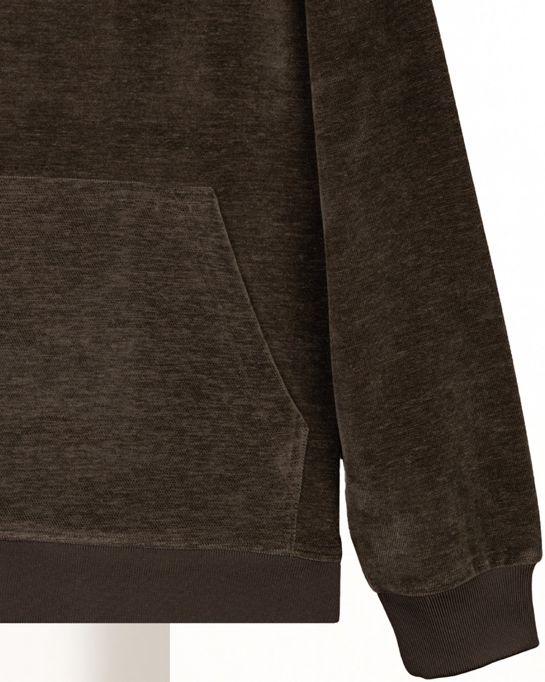 Brown Plain Velvet  Hoodie