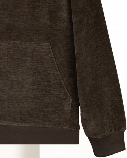 Brown Plain Velvet  Hoodie