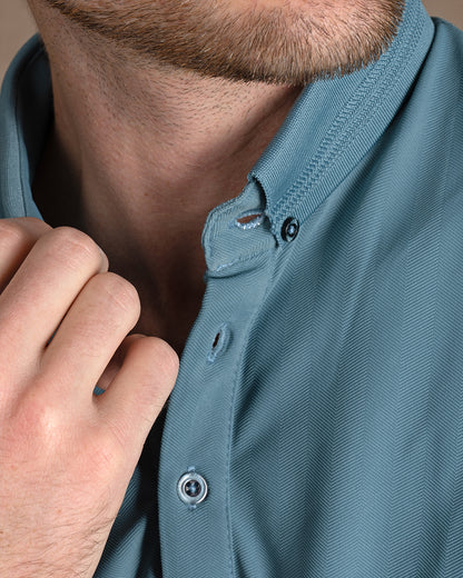 Indigo Cotton Polo Shirt With Button