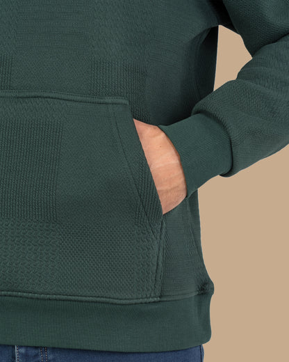 Olive Patterned Knit cotton Hoodie